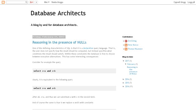 Database Architects blog