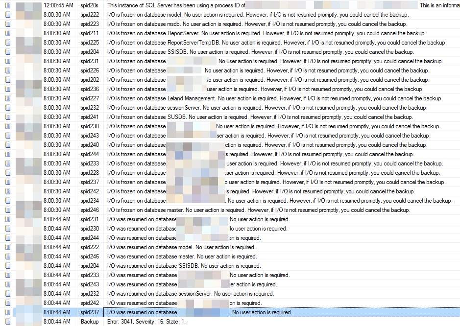 Figure 1 - Snapshot of backups occurring