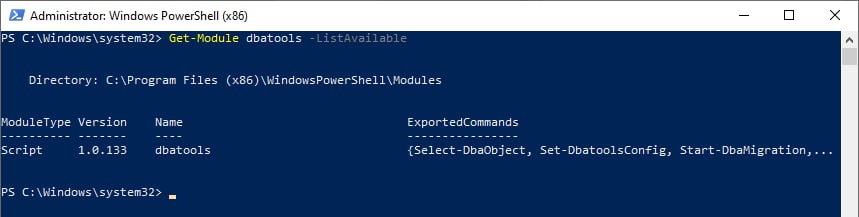 Figure 3 - Checking if dbatools is installed