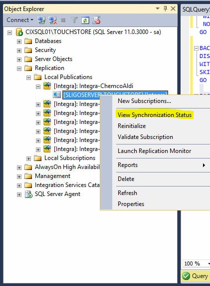 Figure 5 - Checking synchronization status