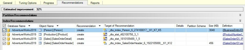 Figure 6 - Example of the recommendations list