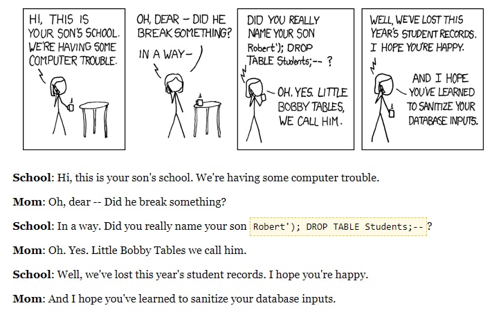 Figure 1- Bobby Table Comic – Source: xkcd.com