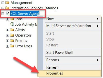 Figure 1 - SQL Server Agent properties