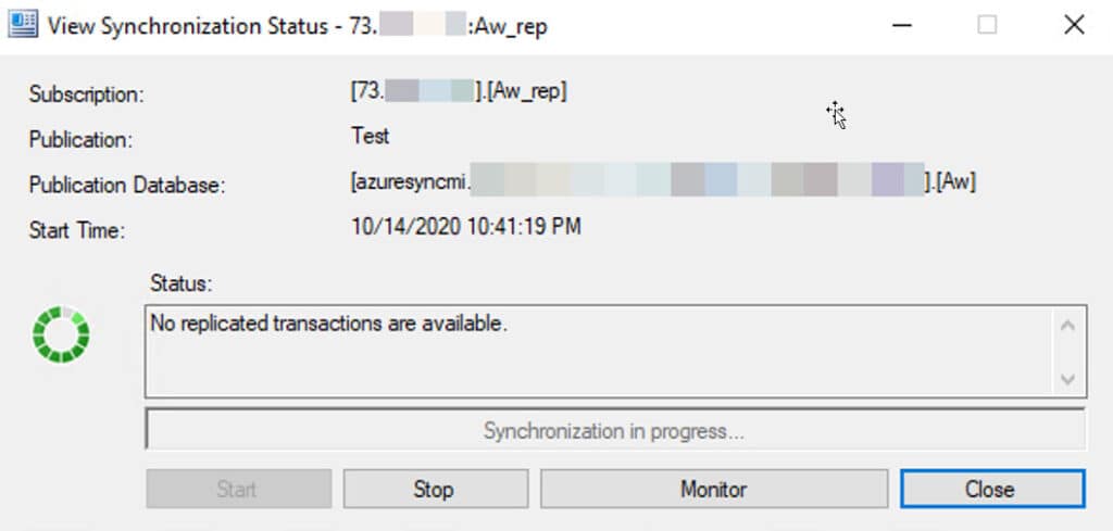 Figure 16 - This shows Subscriber Synchronization Status