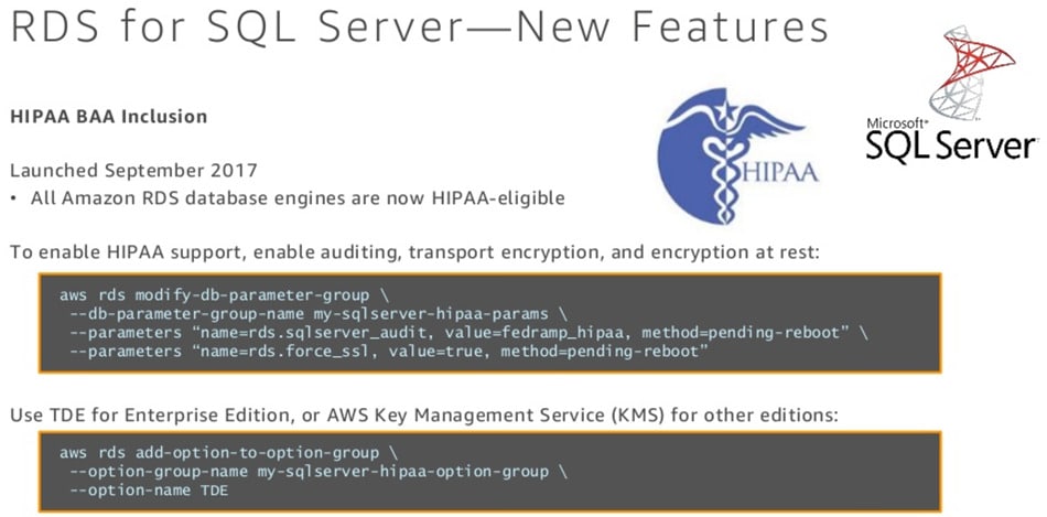 Figure 6 - RDS for SQL Server (HIPAA Compliance program)