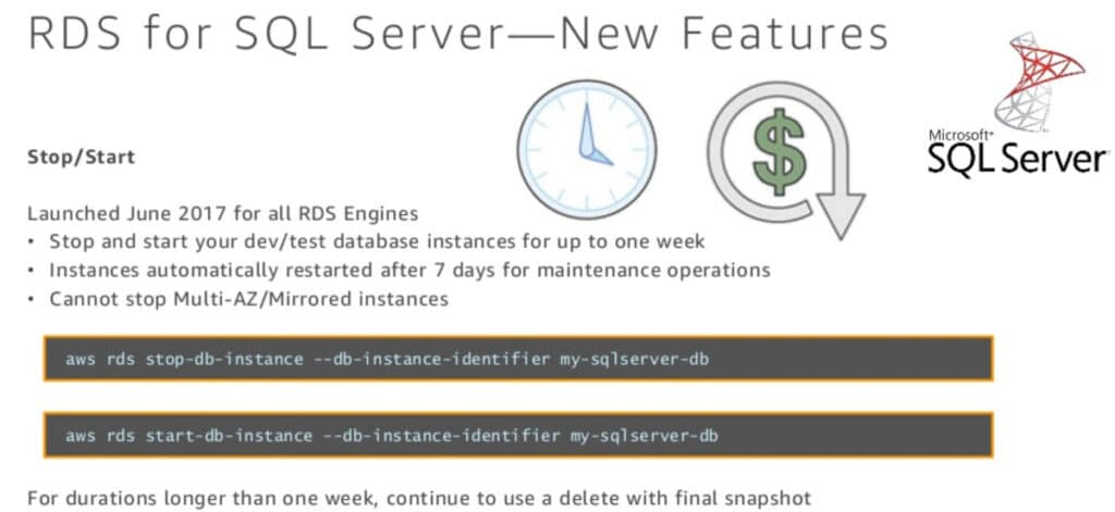 RDS for SQL Server (Stop-Start feature)